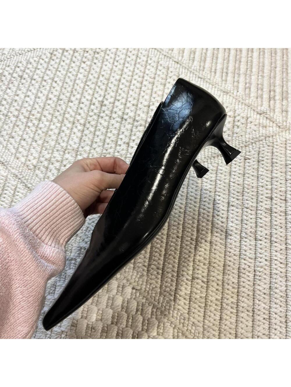 NEW: Tony Bianco Black high vamp Pointed Toe Kitten Heel Pumps. Sz7- RUN BIG! - Picture 9 of 11